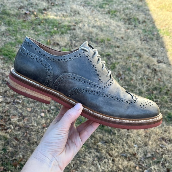Too Boot New York - Burnished Oxford Soft Leather Wingtip - Gray - Men's size 9 - Picture 1 of 9